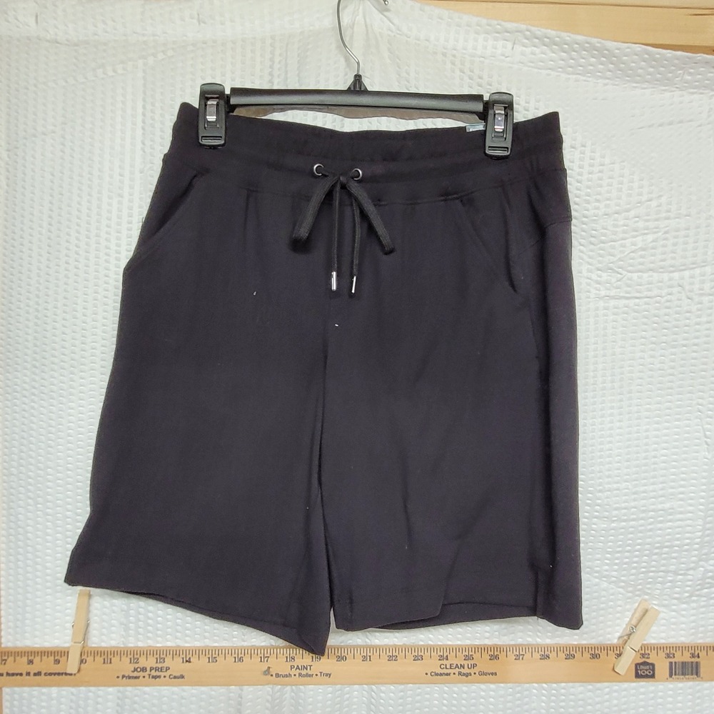 Tek Gear Womens Essential Bermuda Shorts Black Mid Rise Drawcord Size S